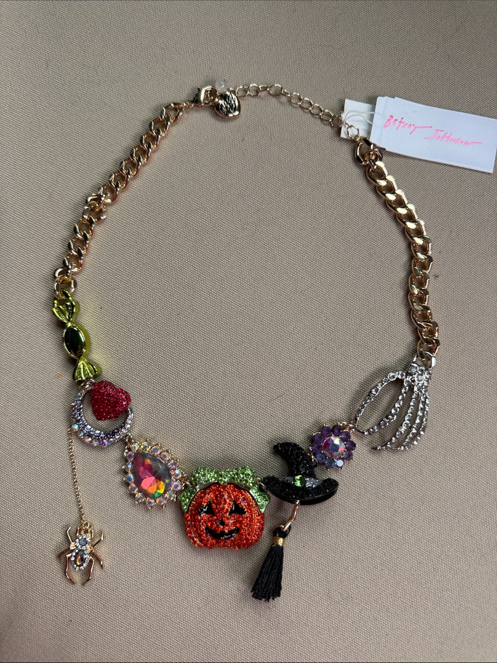 Betsey Johnson Halloween Pumpkin Charm Necklace - Multicolor